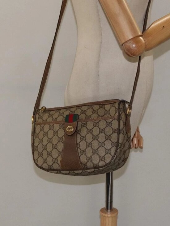 GUCCI GG Supreme Web Sherry Line Bag PVC Beige Gold 89 02 032 Auth hk2475 - Picture 15 of 16